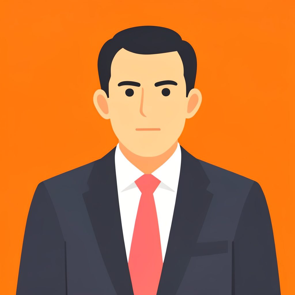 Flat vector illustration of a stylized smartphone in charcoal and orange tones, with simple geometric shapes suggesting a tech workspace in a warm, modern mood.